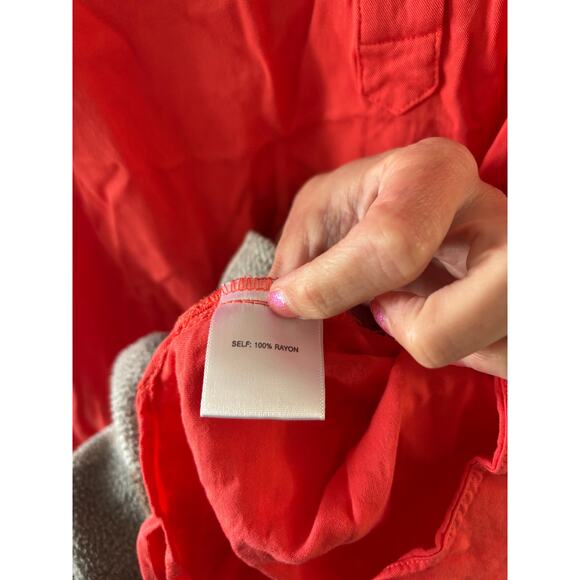 Rose & Olive Womens Blouse Popover Top Size 1X Coral Lightweight Spring - Picture 4 of 6